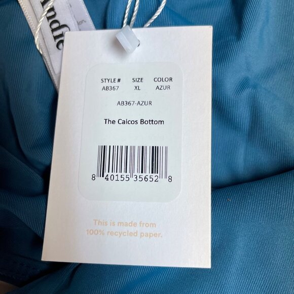 Andie The Calcos High Waisted Bikini Bottom Blue Green Sz XL - Picture 7 of 8